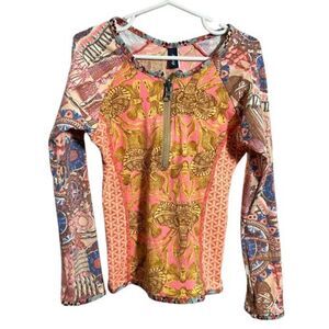 Maaji Girls Rash Guard Long Sleeve Swim Shirt Top 8 1/2 Zip Long Sleeve